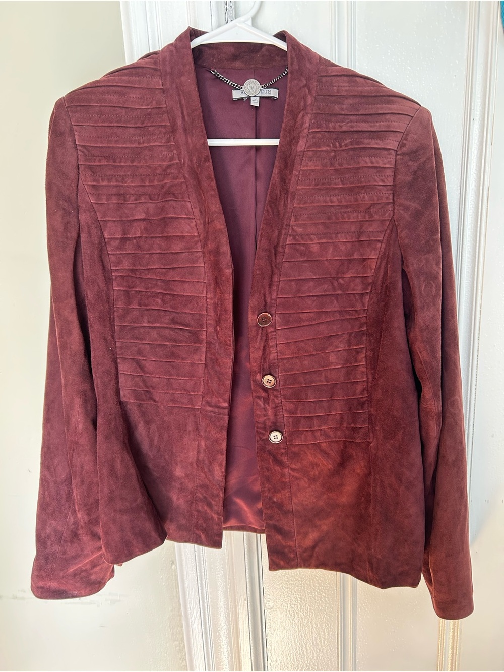 ☀️3/$25 Anne Klein vintage suede red blazer jacket medium leather